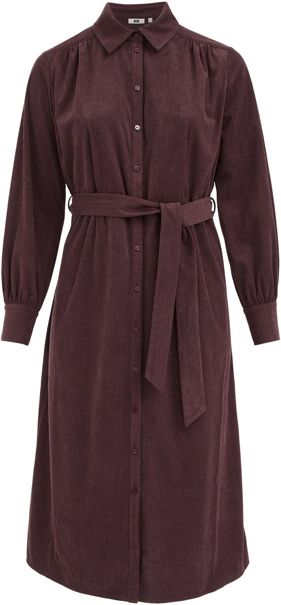 WE Fashion Dames midi corduroy jurk met ceintuur - Curve