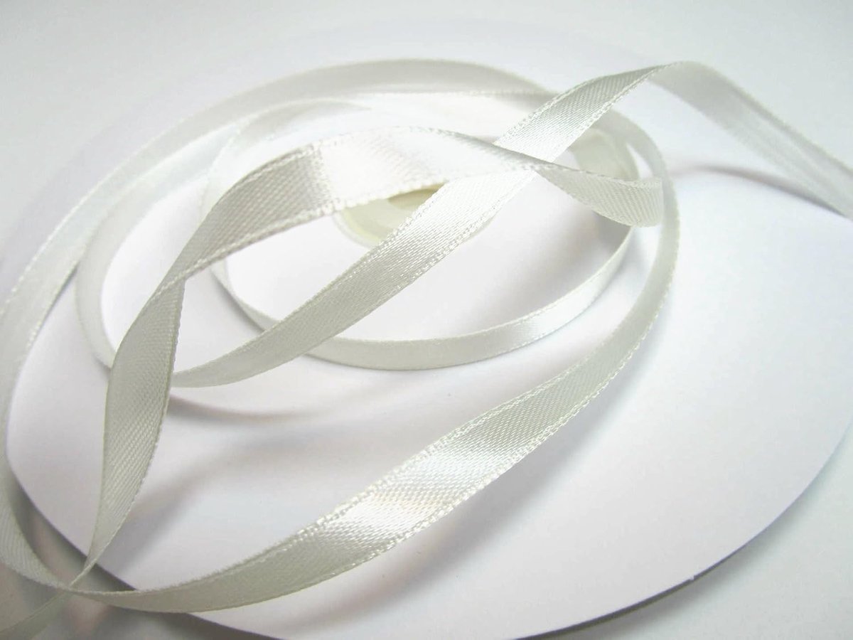 100m lint 6mm cadeaulint stoffen lint decoratielint decoratie bruiloft felicitaties Kerstmis (100m, crème)