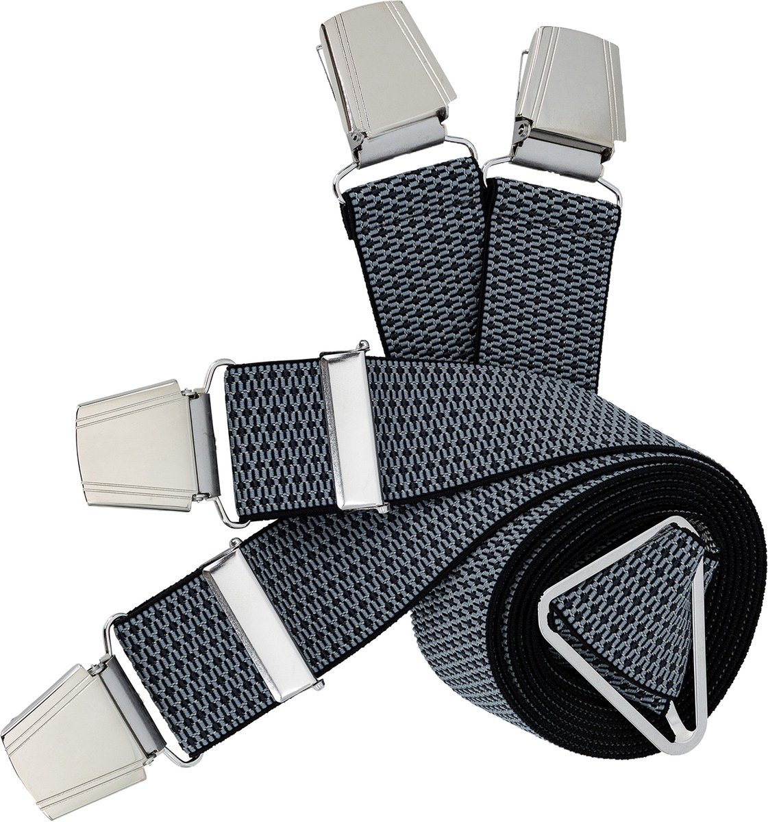 LINDENMANN heren bretels met extra sterke clips X-vorm - zilverkleurig dessin