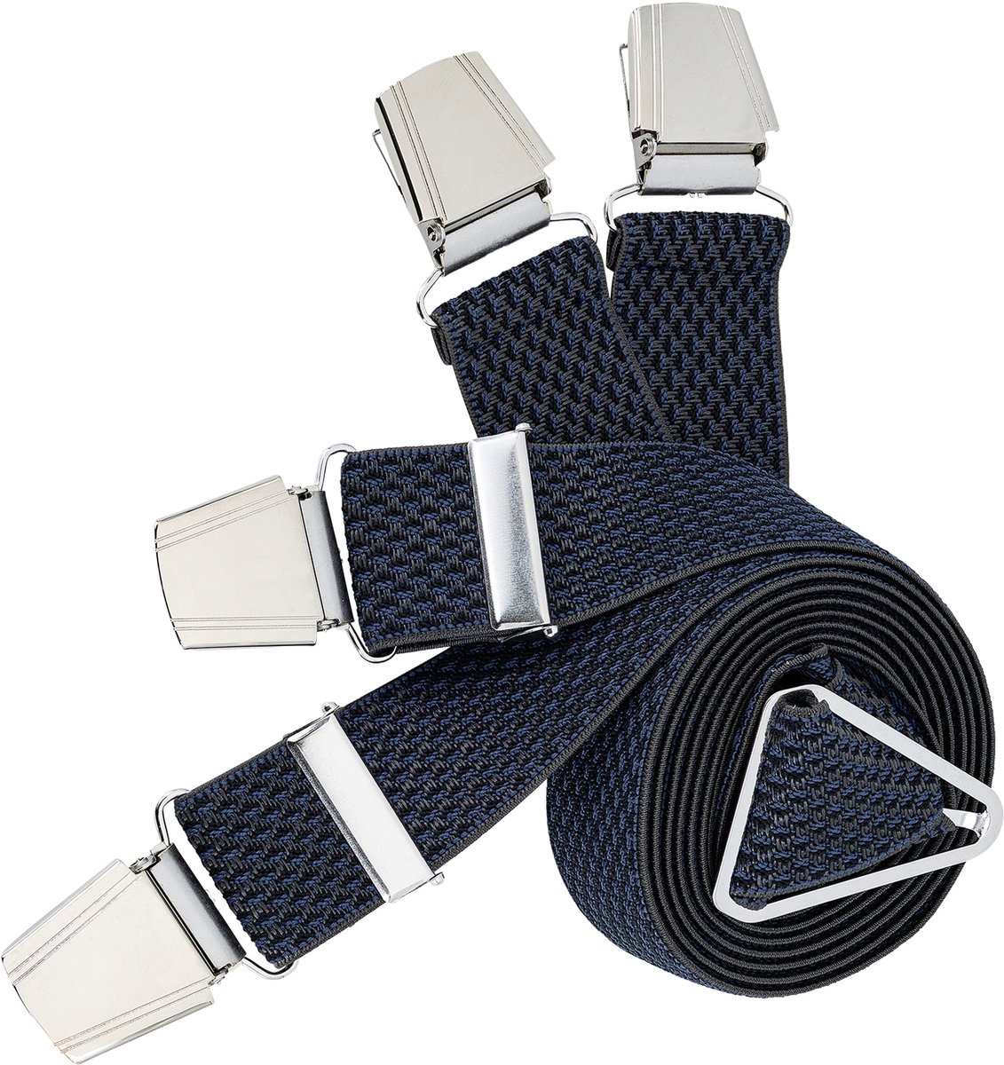 LINDENMANN heren bretels met extra sterke clips X-vorm - grijs mini dessin