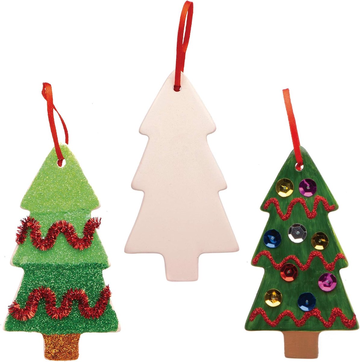Ross AW986 kerstboomdecoratie van keramiek, 5 stuks, bruin