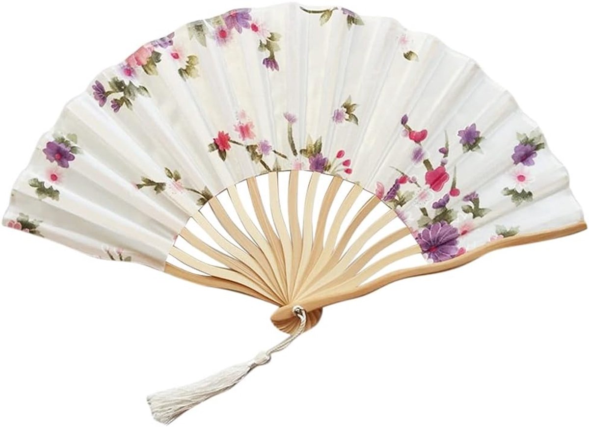 Chinese opvouwbare ventilator zomer hand gehouden fan bamboe papier vouwen decoratieve fan partij bruiloft decor dansprestaties rekwisers fans Handventilator (Color : B)