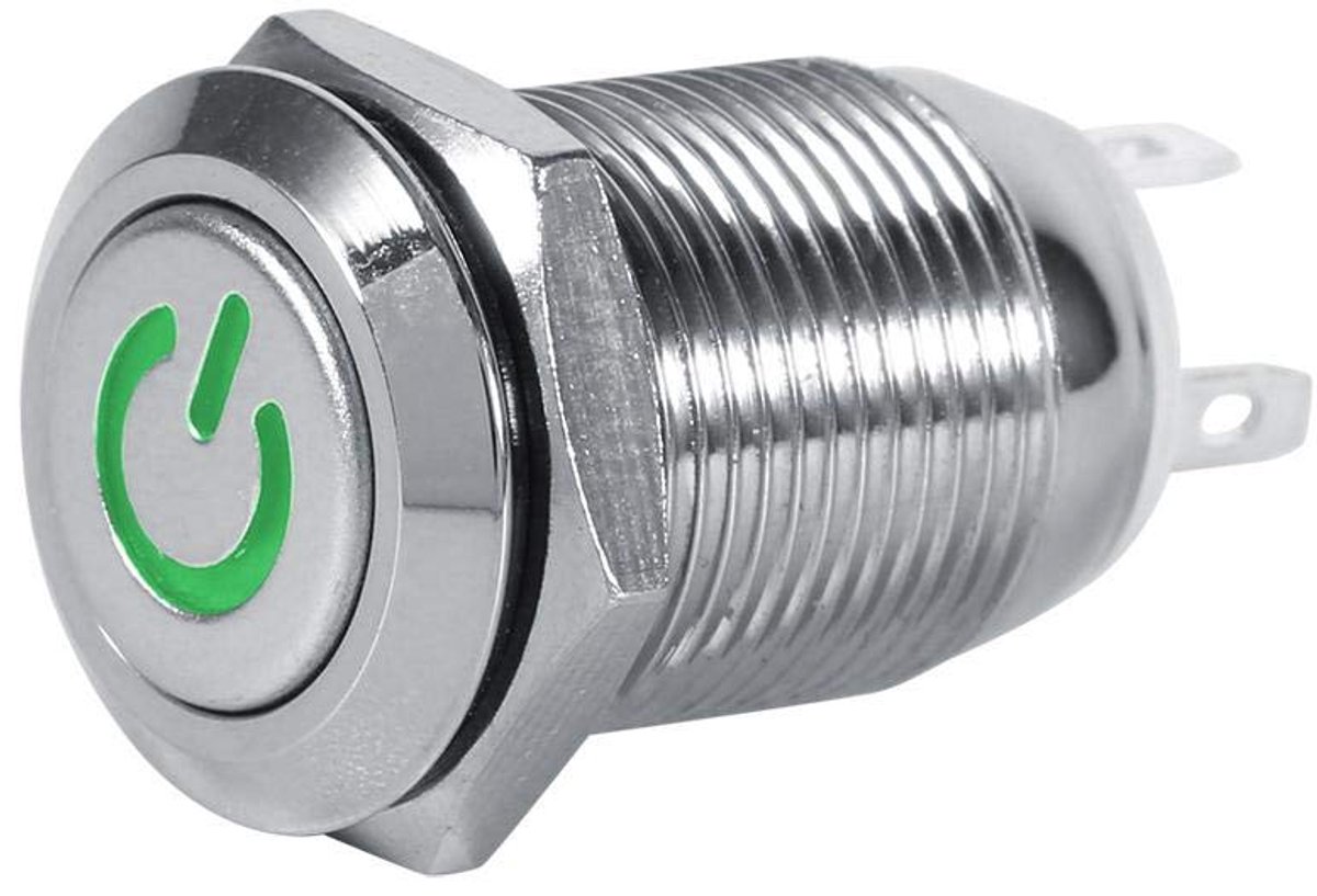 12mm 12V auto-netschakelaar waterdicht metaal LED-knop netschakelaar 1NO1NC default groen Automotive schakelaars