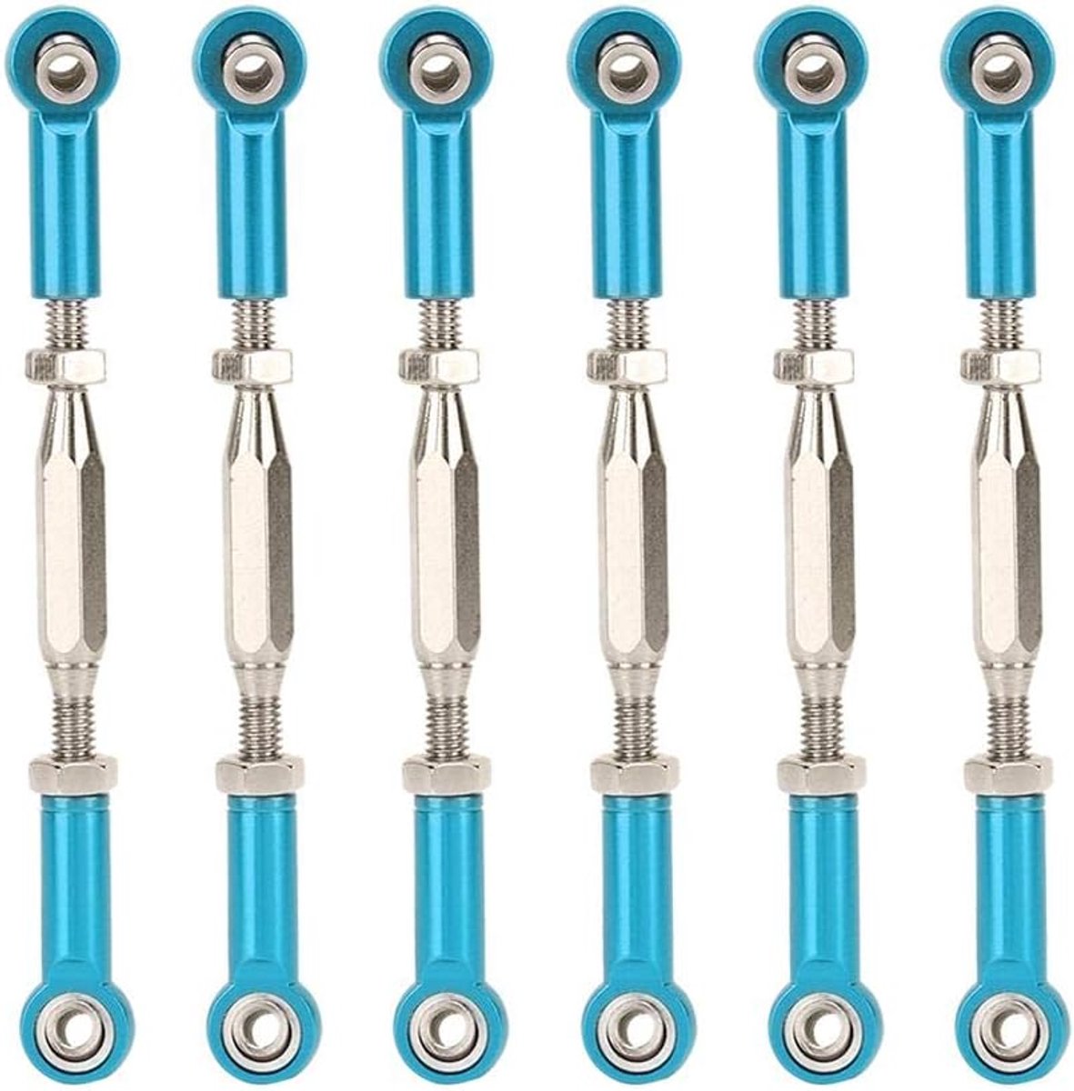 Spoorstang, 81 mm verstelbare aluminium Servo Links spoorstang compatibel met 1/10 RC Truck. 6 STUKS(Blauw)