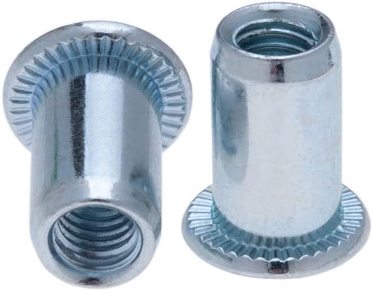 Klinkmoeren, cilindrische schacht met ronde kop, schroefdraad met open uiteinde, 8mm moer, verzinkt stalen klinkmoer voor staal, legering, koper, kunststof, glasvezel en composiet (25 pcs.)