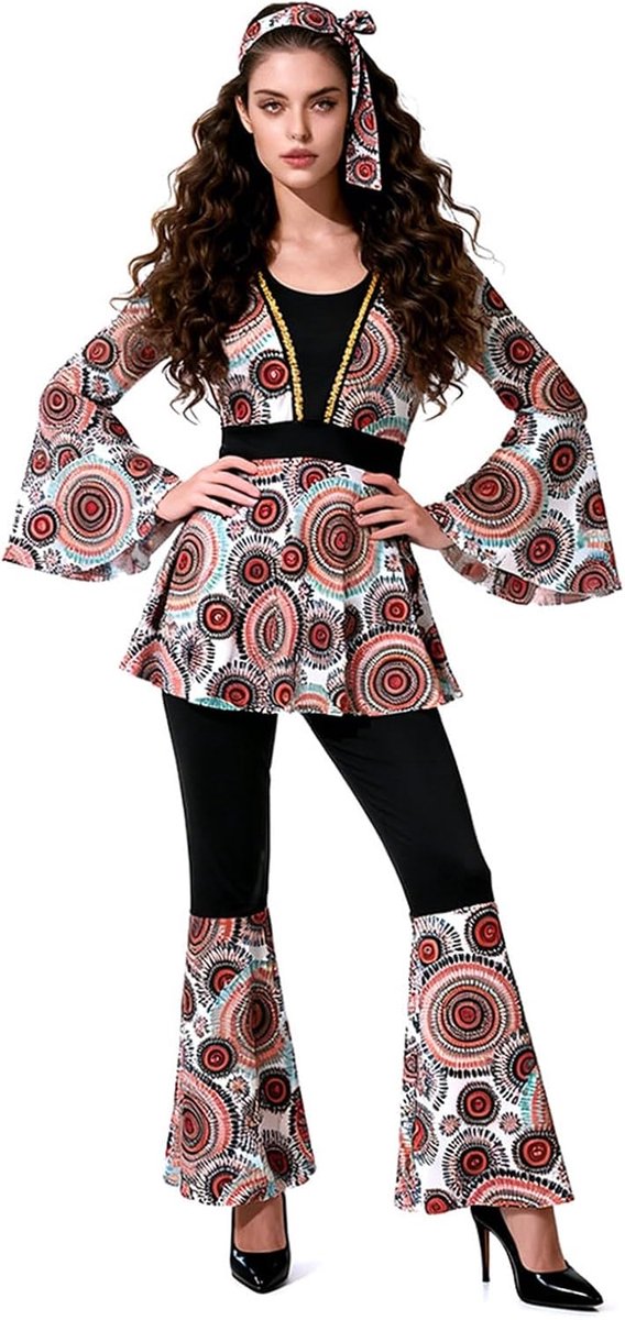 Hippie discokostuum voor koppels, bohemien jumpsuit, retro outfit voor festival of cosplay