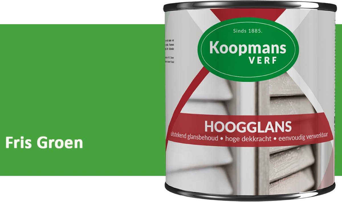 Koopmans Hoogglans Lakverf Binnen & Buiten – Voor Hout en Metaal – Krasvast – Hoge Dekkracht – Kozijnen, Deuren & Meubels – Fris Groen – 375 ml