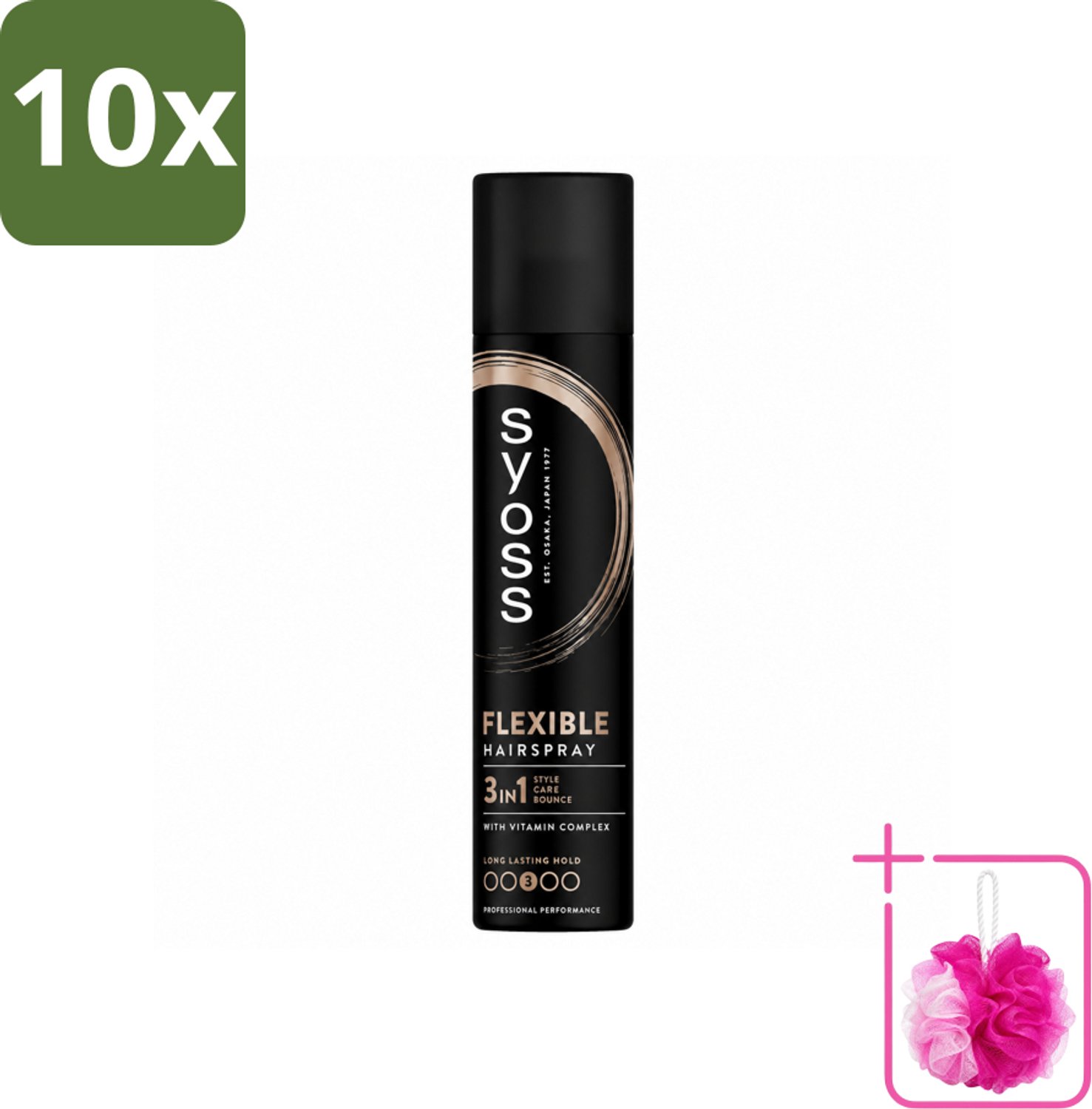 10 x Syoss - Hold & Flex - Haarspray - Flexibele Fixatie - 300 ml - Bulkverpakking - Haarspray - Douchemop - Flexibele fixatie