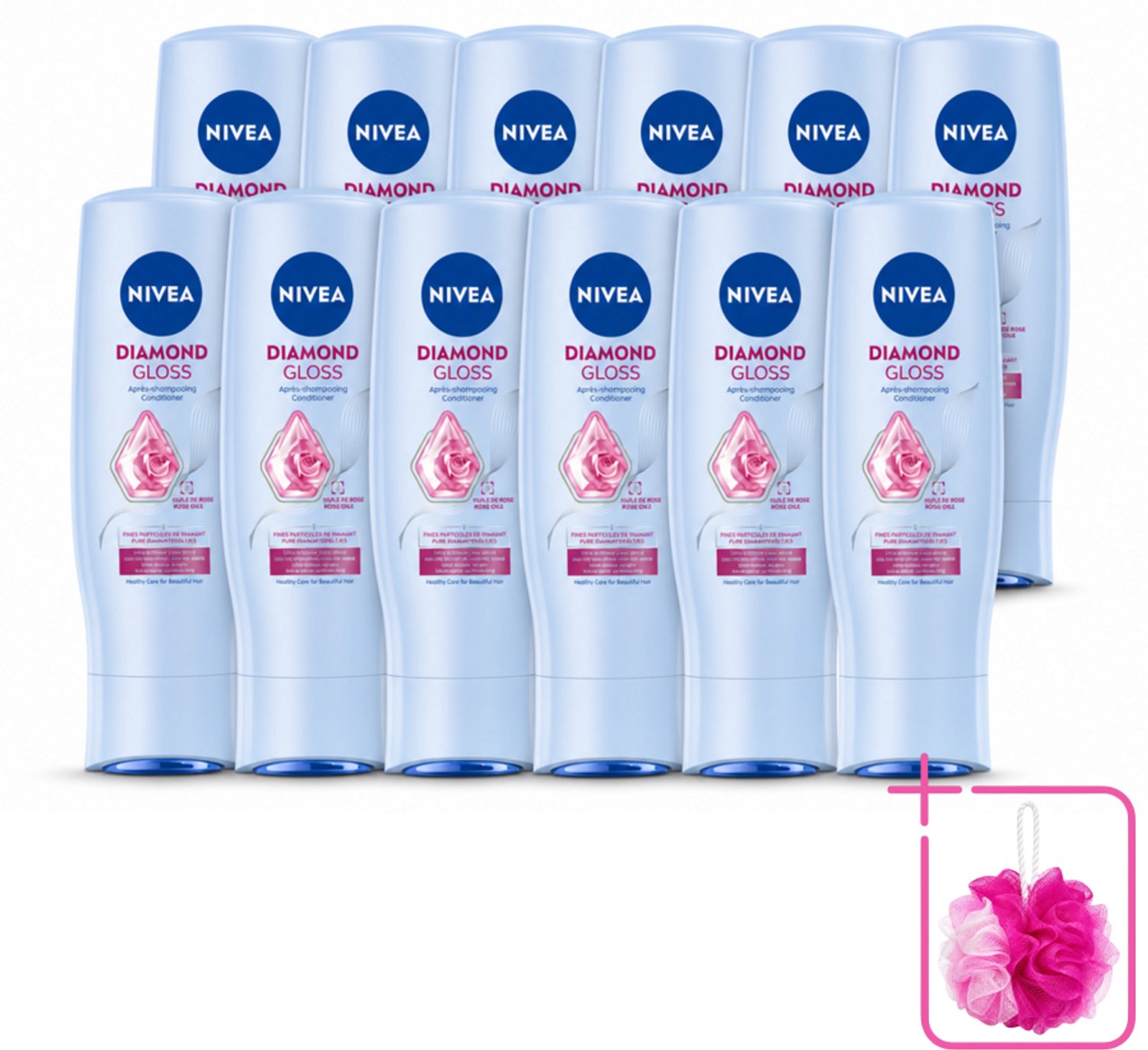12 x NIVEA - Diamantglans Conditioner - Crèmespoeling - Voor Glans - 200 ml - Bulkverpakking - Diamant glans - Douchemop - Haar verzorgen
