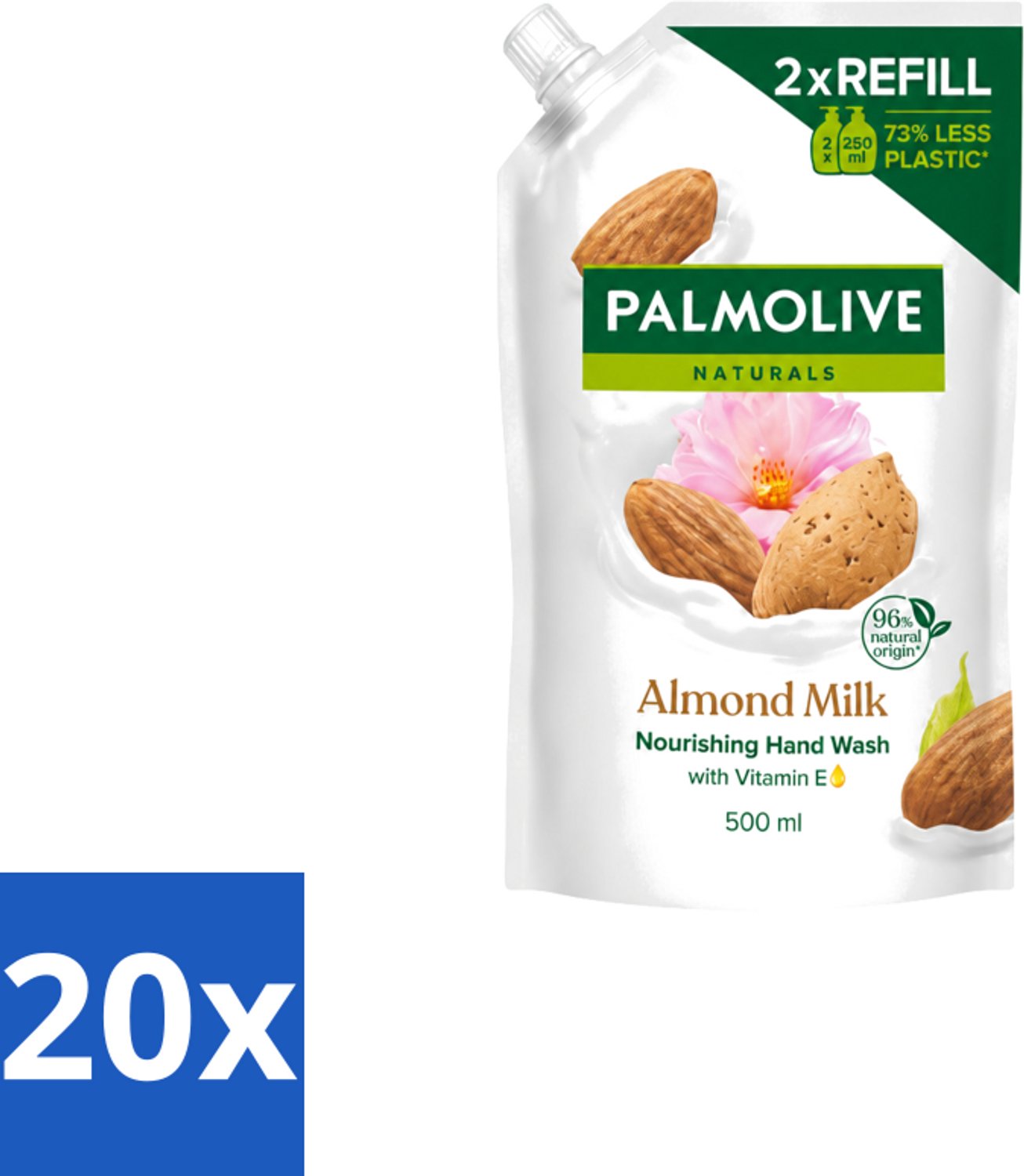 20 x Palmolive – Handzeep Navulling – Naturals Almond Milk – 500 ml - Voordeelverpakking - 20 stuks