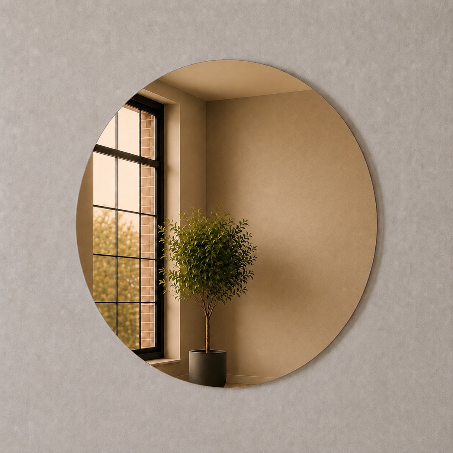 Wandspiegel - Rond - Diameter 700 mm - Spiegel brons gekleurd - Met spiegellijm - In Nederland Geproduceerd - Top Kwaliteit Wandspiegel Zonder Lijst