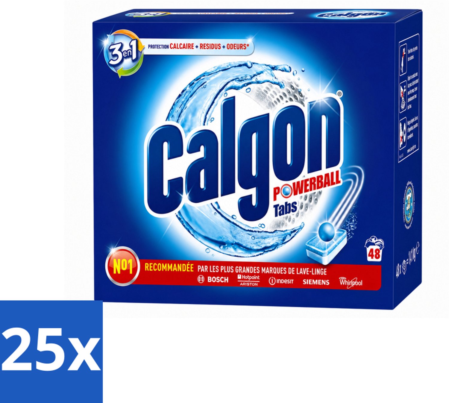 25 x Calgon - 3in1 Tabletten - 48 tabletten - Voordeelverpakking - 25 stuks