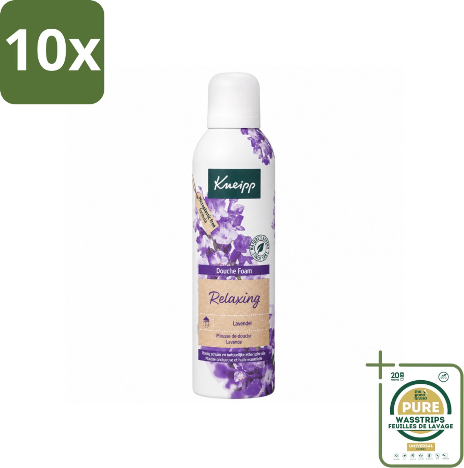10 x Kneipp - Douche schuim - Relaxing - Lavendel - 200 ml - Wasstrips - Douche Schuim - Ontspanning - Lavendel - Rust - Huid Verzorging