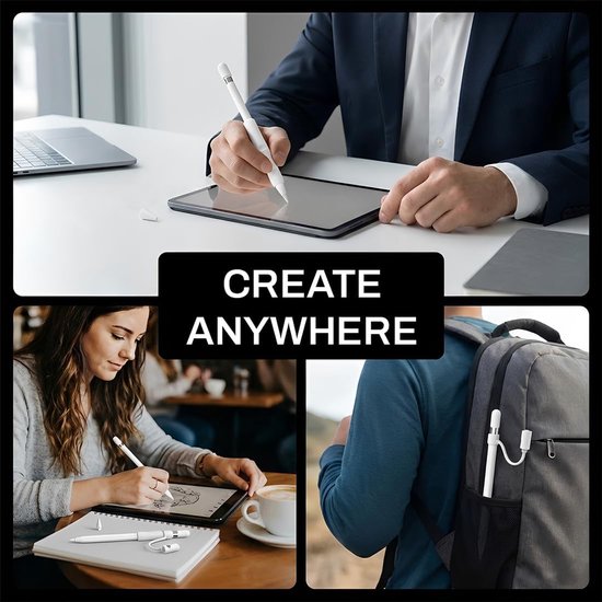 5 tips voor Apple Pencil + 1 reserve pendop + 1 adapter + 1 magnetische pendop anti-verlies-touw, hoge gevoeligheid, voor Apple Pencil 1A en 2A Generation — afbeelding 2