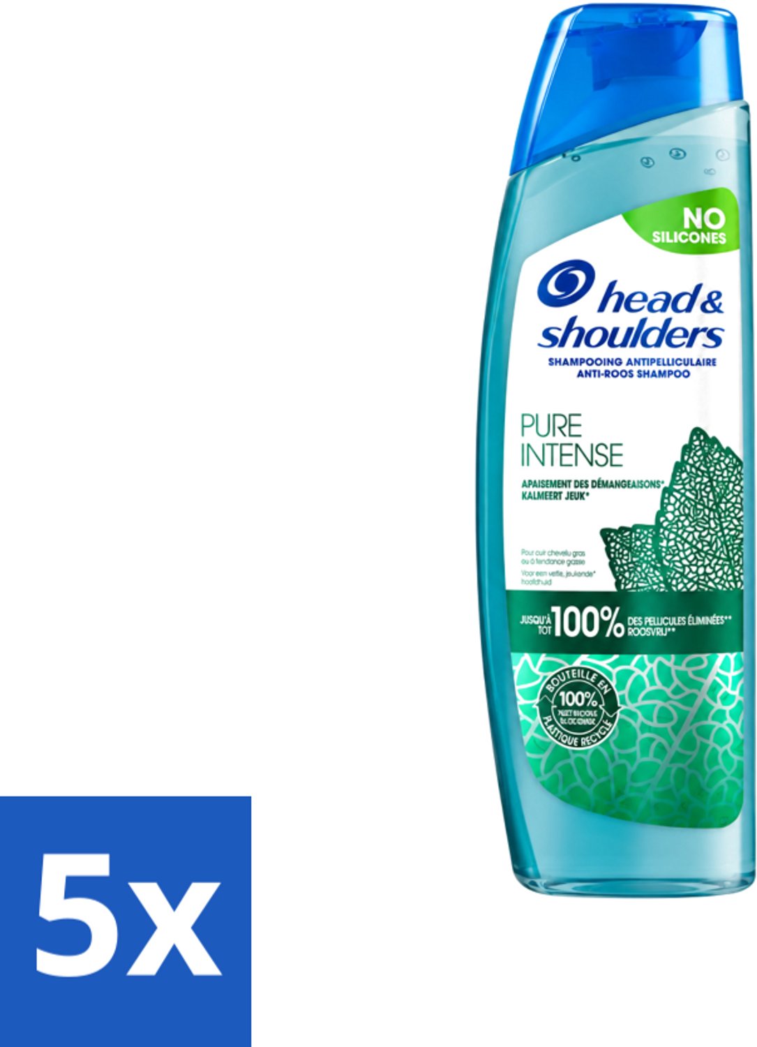 5 x Head & Shoulders – Shampoo – Pure Intense Kalmeert Jeuk – 250 ml - Voordeelverpakking - 5 stuks