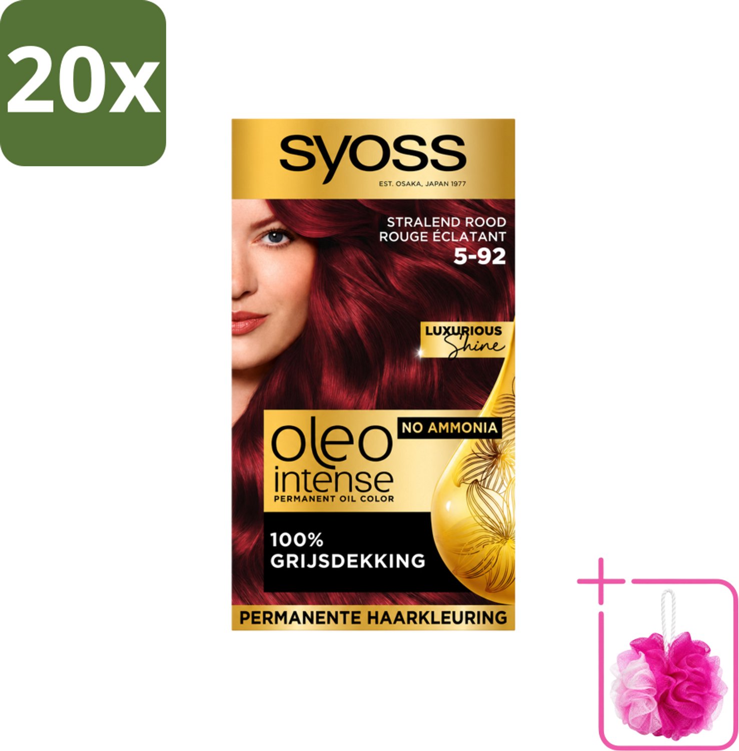 20 x SYOSS - Oleo Intense 5-92 - Haarverf - Permanente Haarkleuring - Stralend Rood - Langdurige Kleur - Bulkverpakking - Haarkleur - Douchemop - Rood