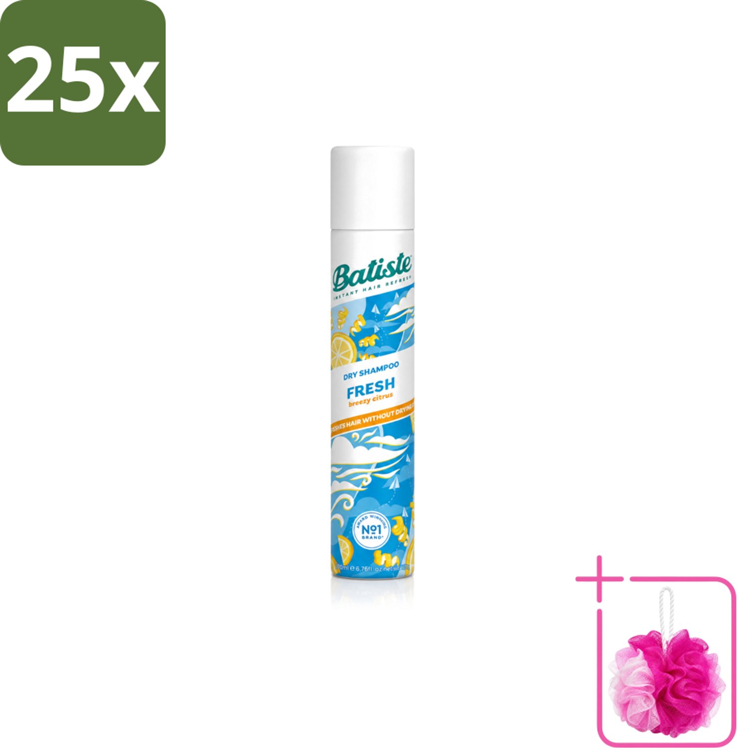 25 x Batiste - Fresh - Droogshampoo - Koele en Schone Geur - Verfrist en Geeft Grip - 200ml - Bulkverpakking - Droogshampoo - Douchemop - Fris haar