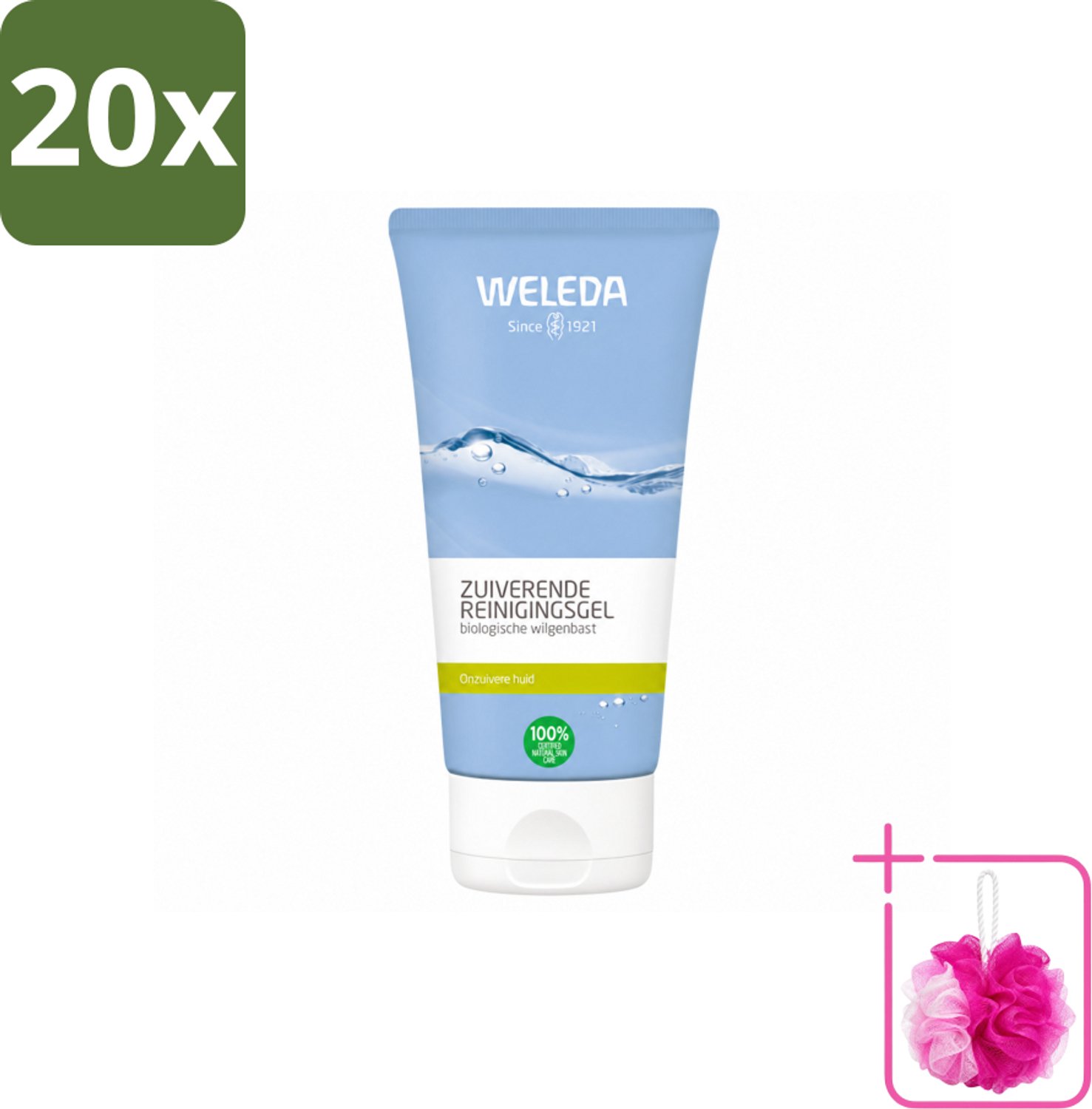 20 x WELEDA - Reinigingsgel Zuiverend - Voor onzuivere huid - 100 ml - Bulkverpakking - Zuiverende reiniging - Douchemop - Onzuivere huid