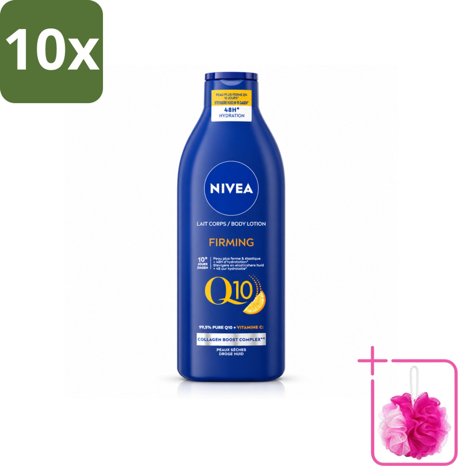 10 x Nivea - Q10 - Verstevigende Bodylotion - Vitamine C - 48 uur Hydratatie - Voor Droge Huid - 400 ml - Bulkverpakking - Bodylotion - Douchemop - Droge huid