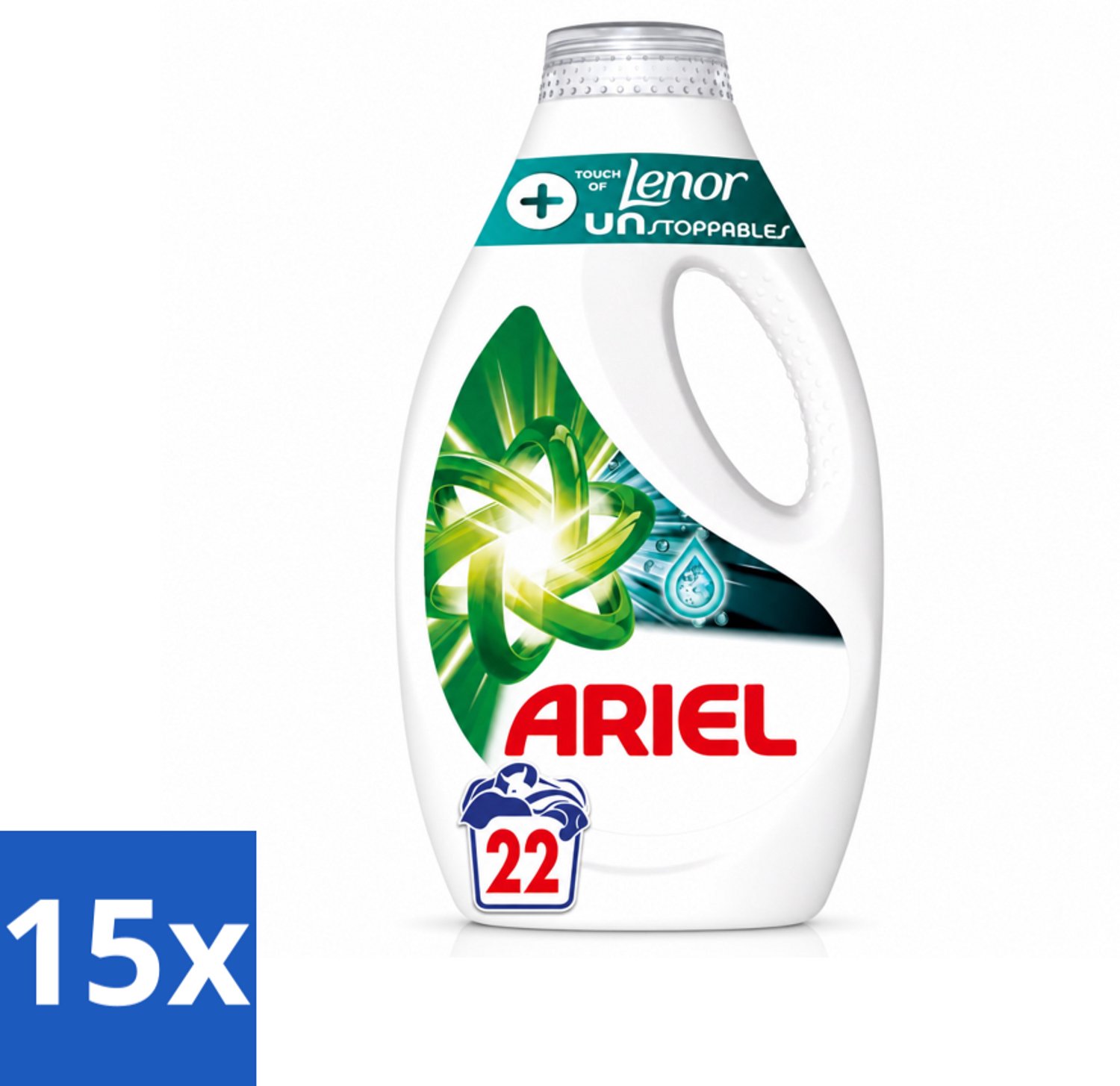 15 x Ariel – +Touch van Lenor Unstoppables – Vloeibaar Wasmiddel – 990 ml - Voordeelverpakking - 15 stuks
