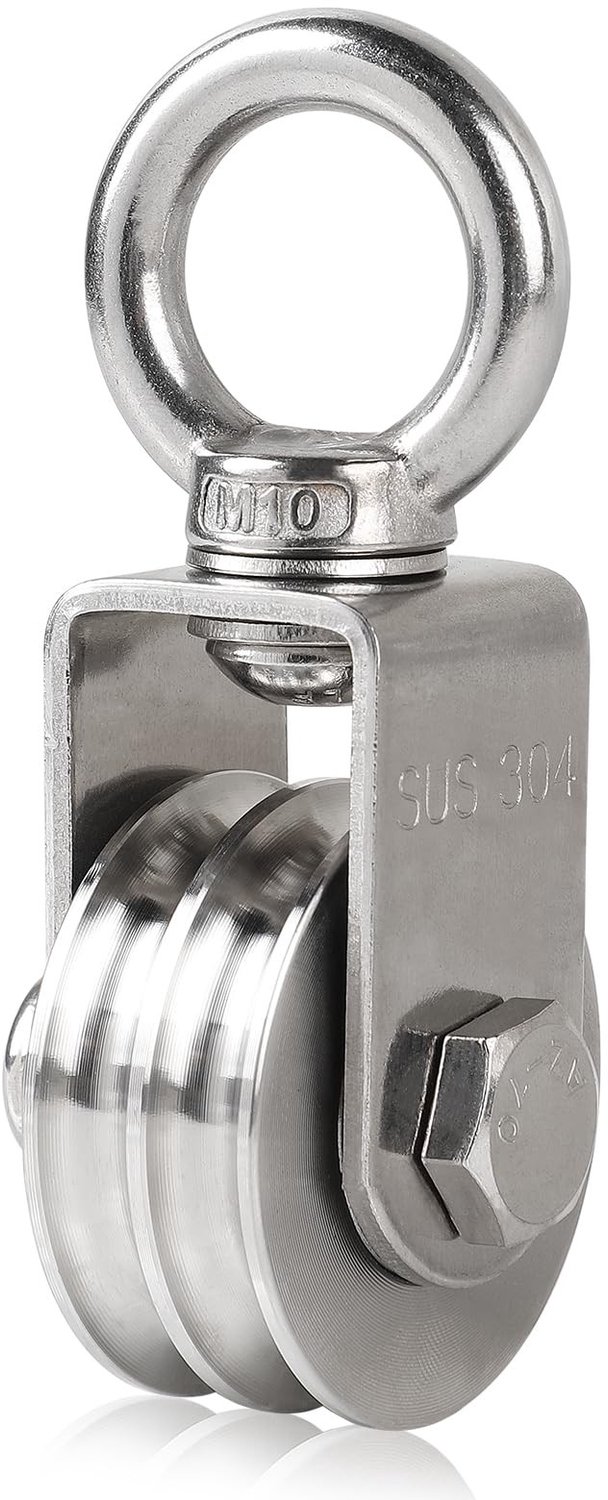 Omkeerrol 8 mm - Staalkabel - Draagvermogen 200 kg - Dubbele Kabelrollen - Roestvrij Staal - Soepele Loop met Kogellagers - Takel