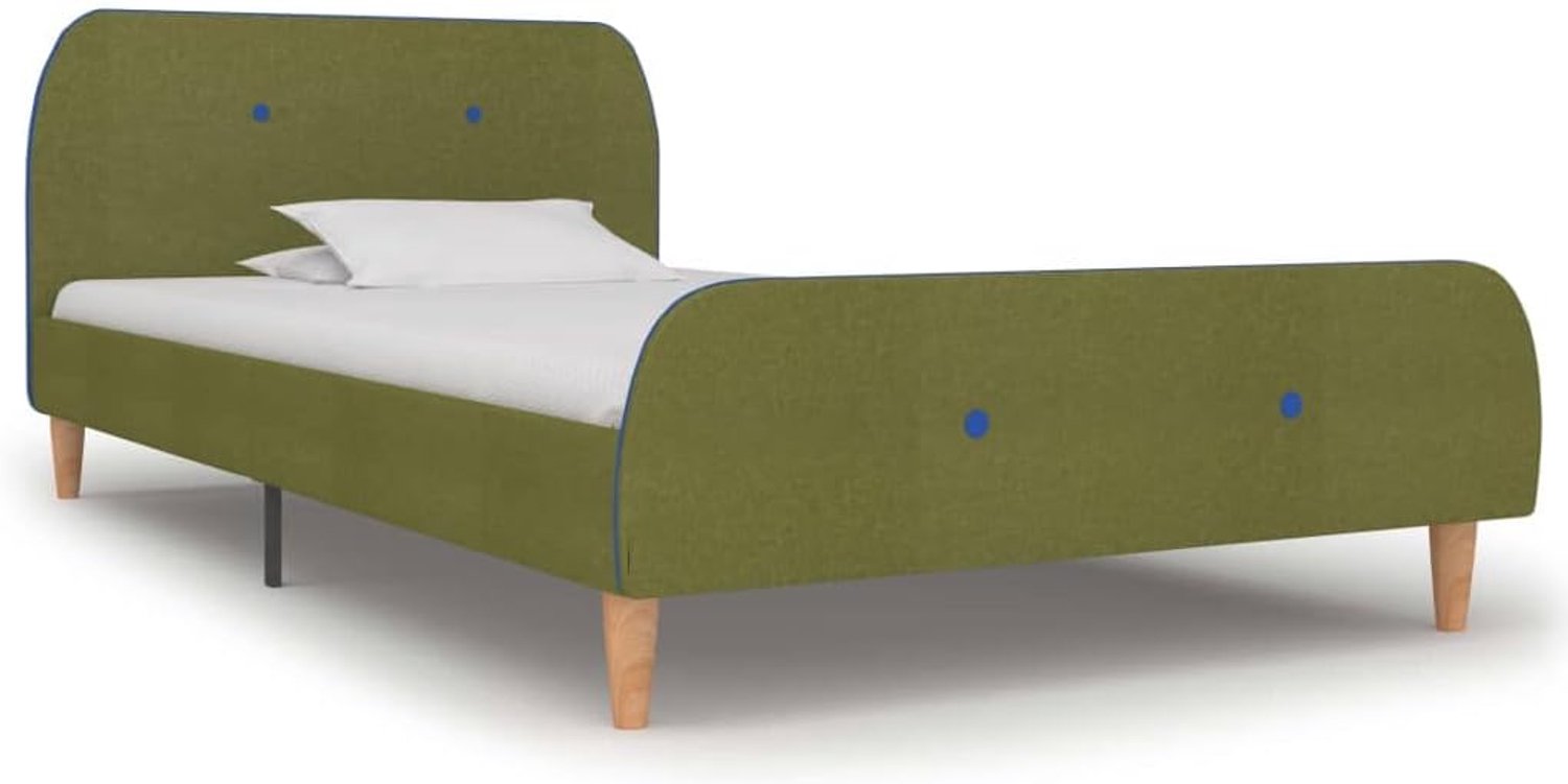 Stof Groen 90x200 cm Houten Bedframe met Lattenbodem Klassiek Stalen Frame Slaapkamer Bed Eenvoudig Te Monteren Duurzaam en Stevig Voor Matras 90x200