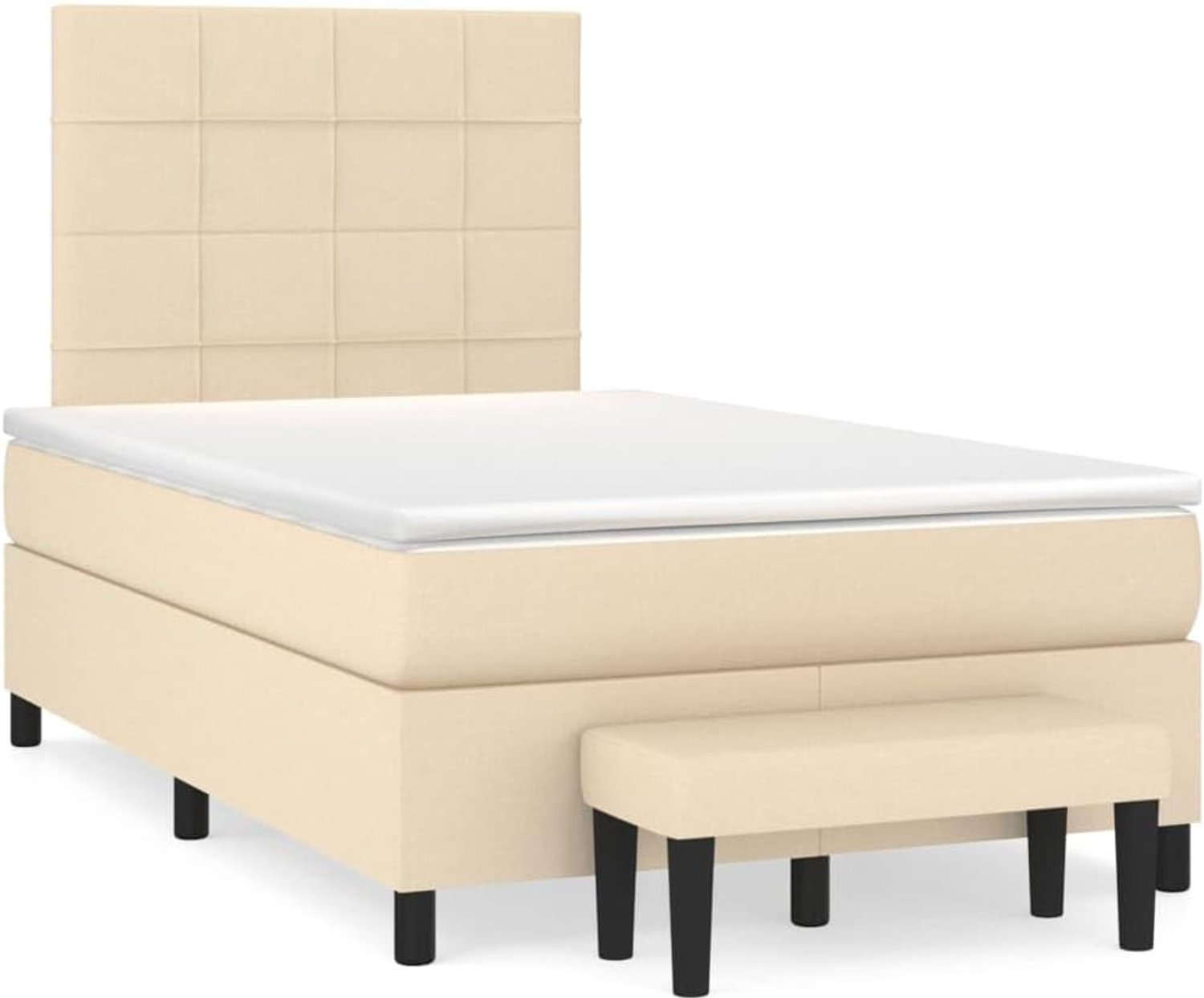 Stof Verstelbaar hoofdbord Boxspringbed Crème 120x190 cm