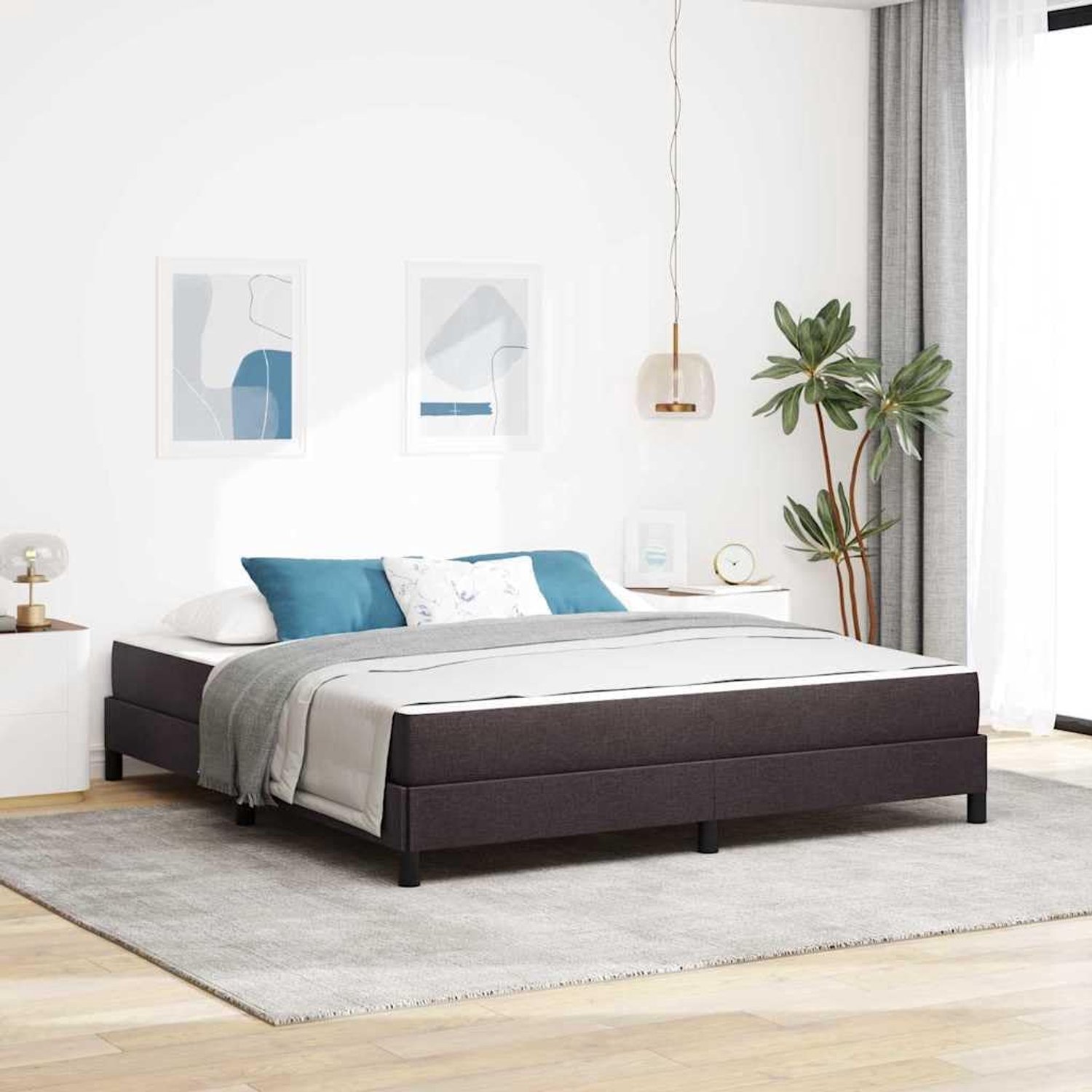 Houten boxspring modern donkerbruin 180 x 200 cm