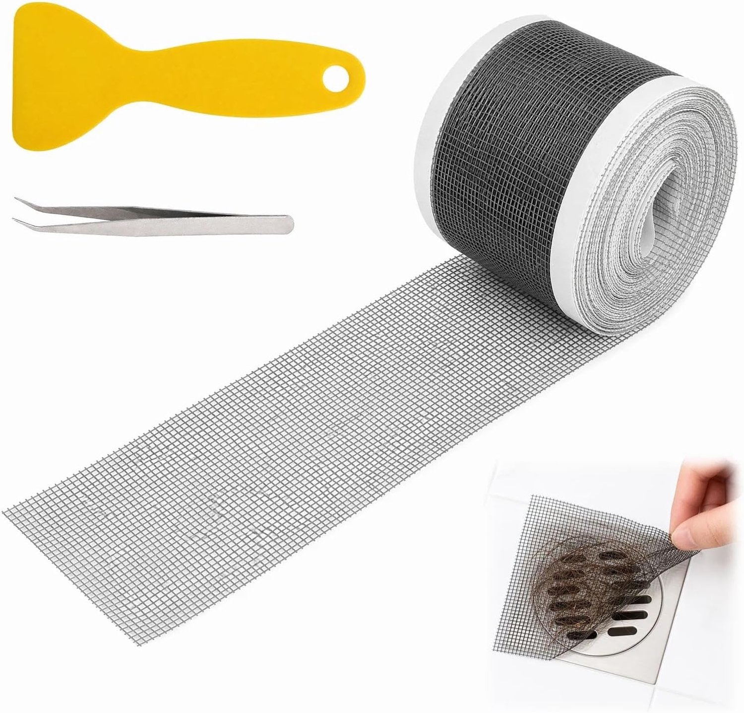 Haarvanger douche 7cm x 100cm - zelfklevend - voorkomt verstoppingen - eenvoudig in gebruik - Vemera