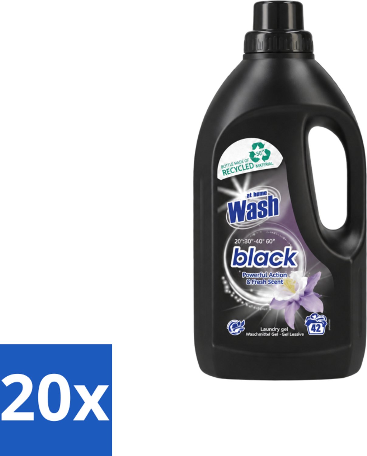 20 x At Home - Wash - Wasmiddel - Zwarte Was - Frisse Geur - 42 Wasbeurten - Voordeelverpakking - 20 stuks