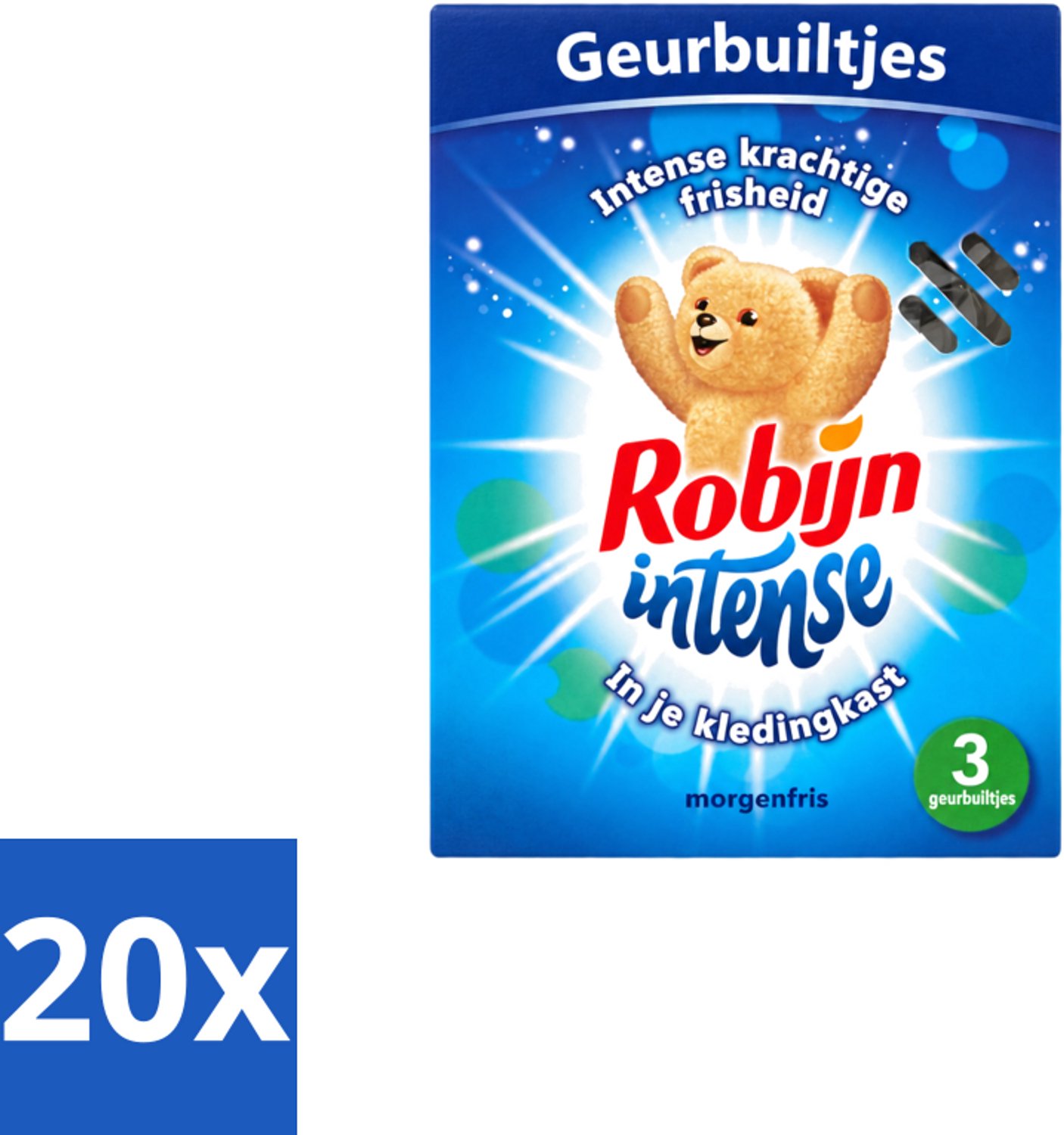 20 x Robijn - Intense - Geurbuiltjes - Langdurige Geur - Intense Frisheid - 3 Geurbuiltjes - Voordeelverpakking - 20 stuks