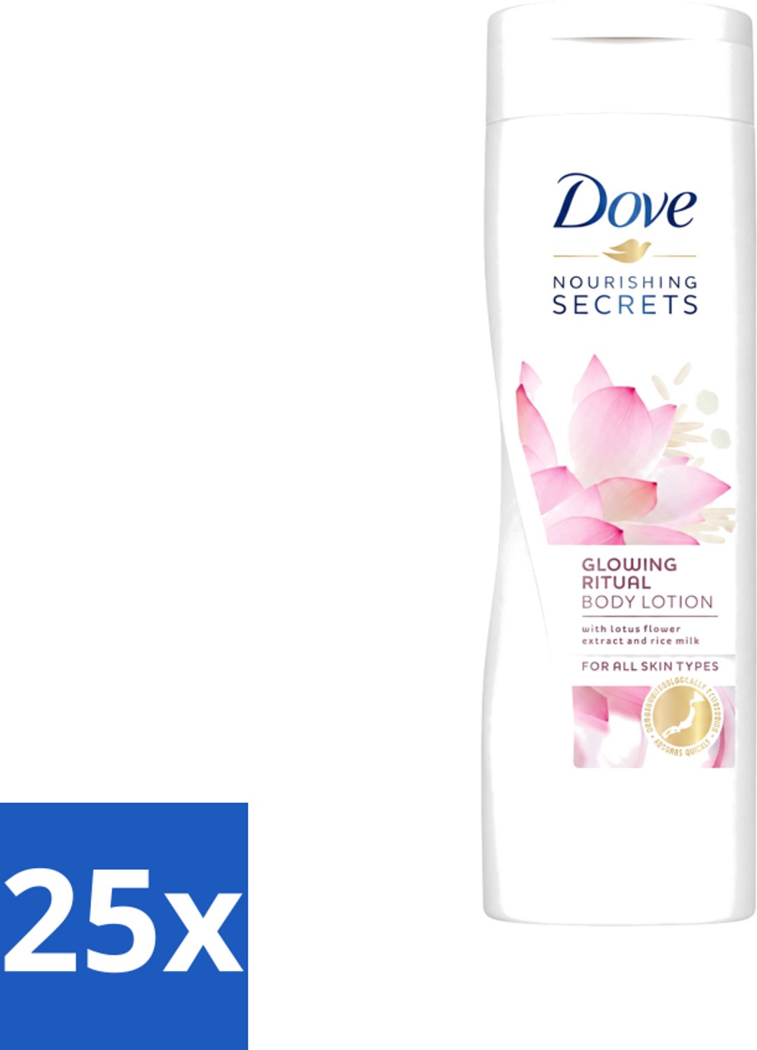 25 x Dove - Glowing Ritual - Bodylotion - Verzorgend en stralend - 400 ml - Voordeelverpakking - 25 stuks