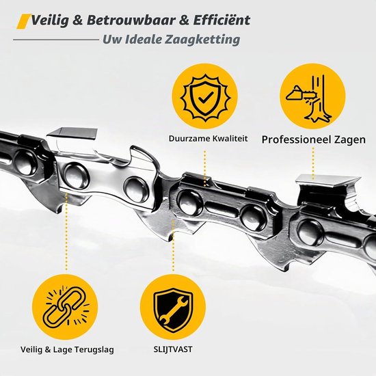 4 stuks zaagkettingen voor 40 cm zwaard 3/8 inch LP 1,1 mm 57 TG, kettingzaagketting inclusief beschermende handschoenen - Vemera — afbeelding 3