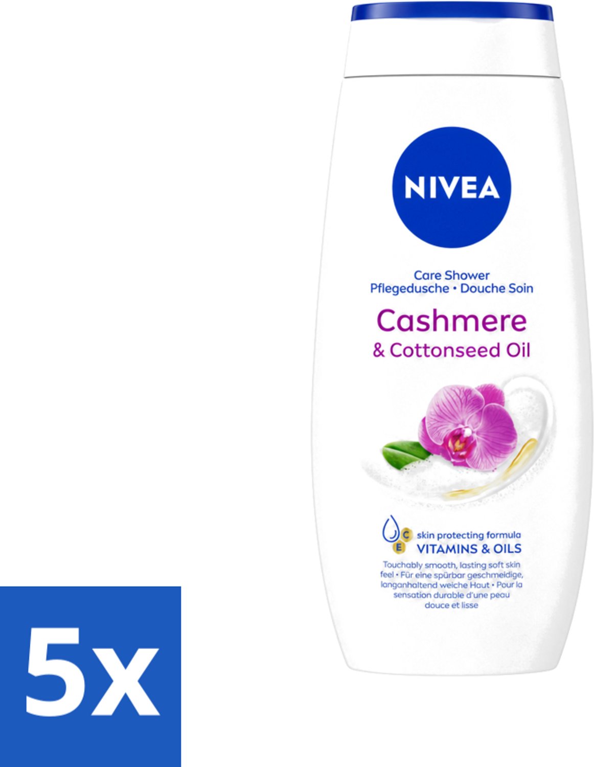 5 x Nivea - Douche Cashmere Moments - Beschermend - 250 ml - Voordeelverpakking - 5 stuks