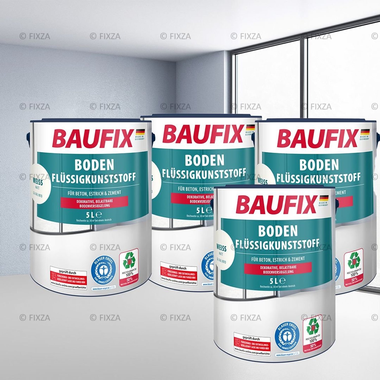 BAUFIX Betonverf vloeren Voordeelverpakking wit 60 m²