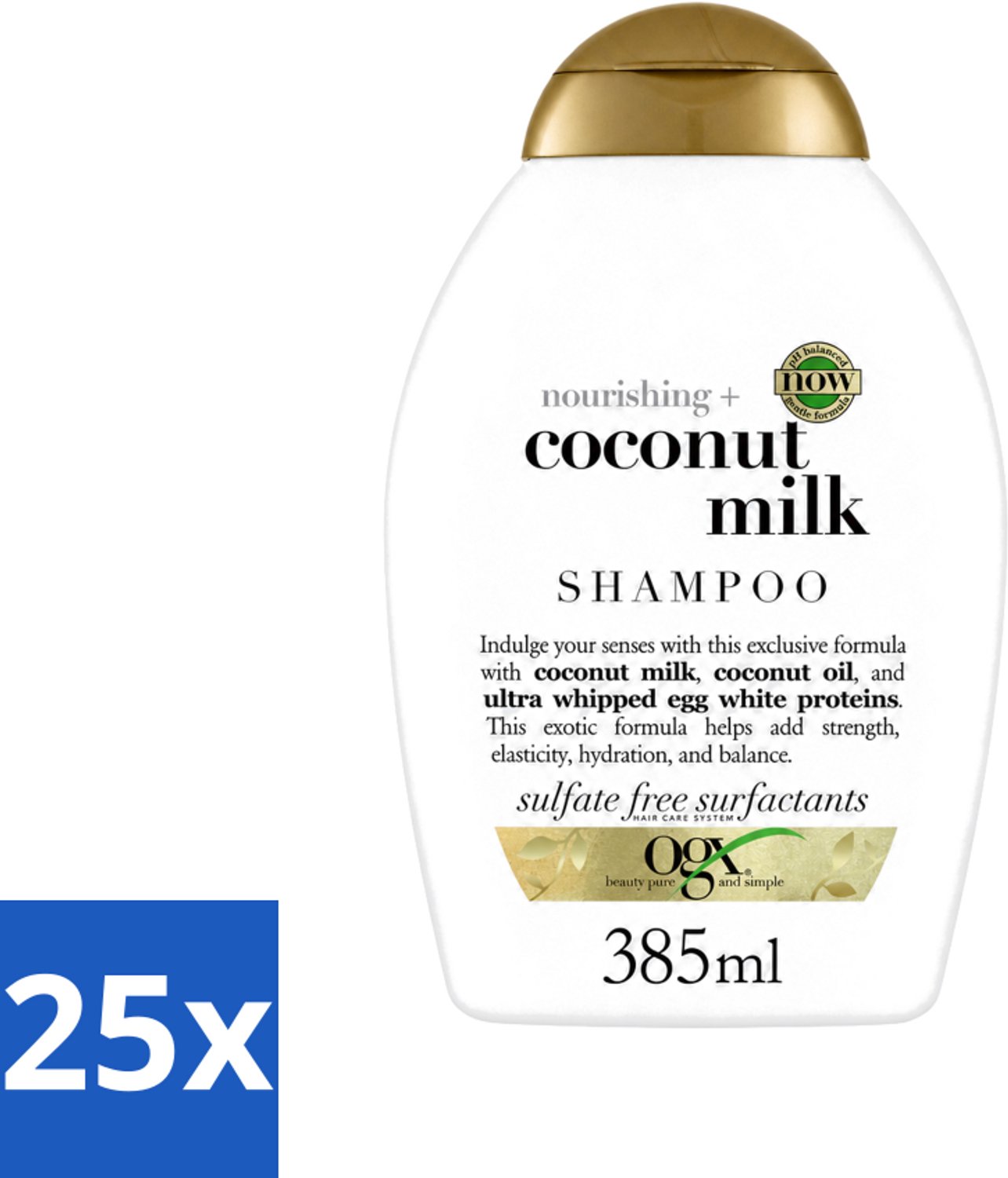 25 x OGX - Coconut Milk - Shampoo - Voedend - Tropische Geur - 385 ml - Voordeelverpakking - 25 stuks