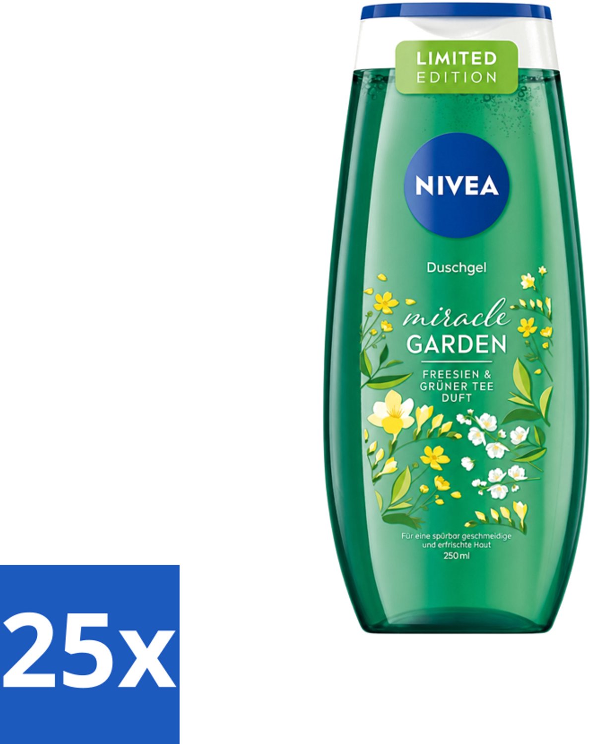 25 x Nivea - Douchegel - Freesia & Groene Thee - 250 ml - Voordeelverpakking - 25 stuks