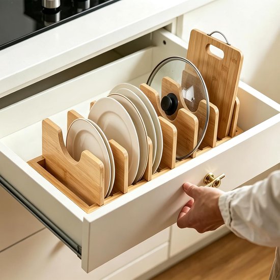 2 Stks Bamboe Pan Deksel Organizer Houder voor Keuken Kast — afbeelding 3