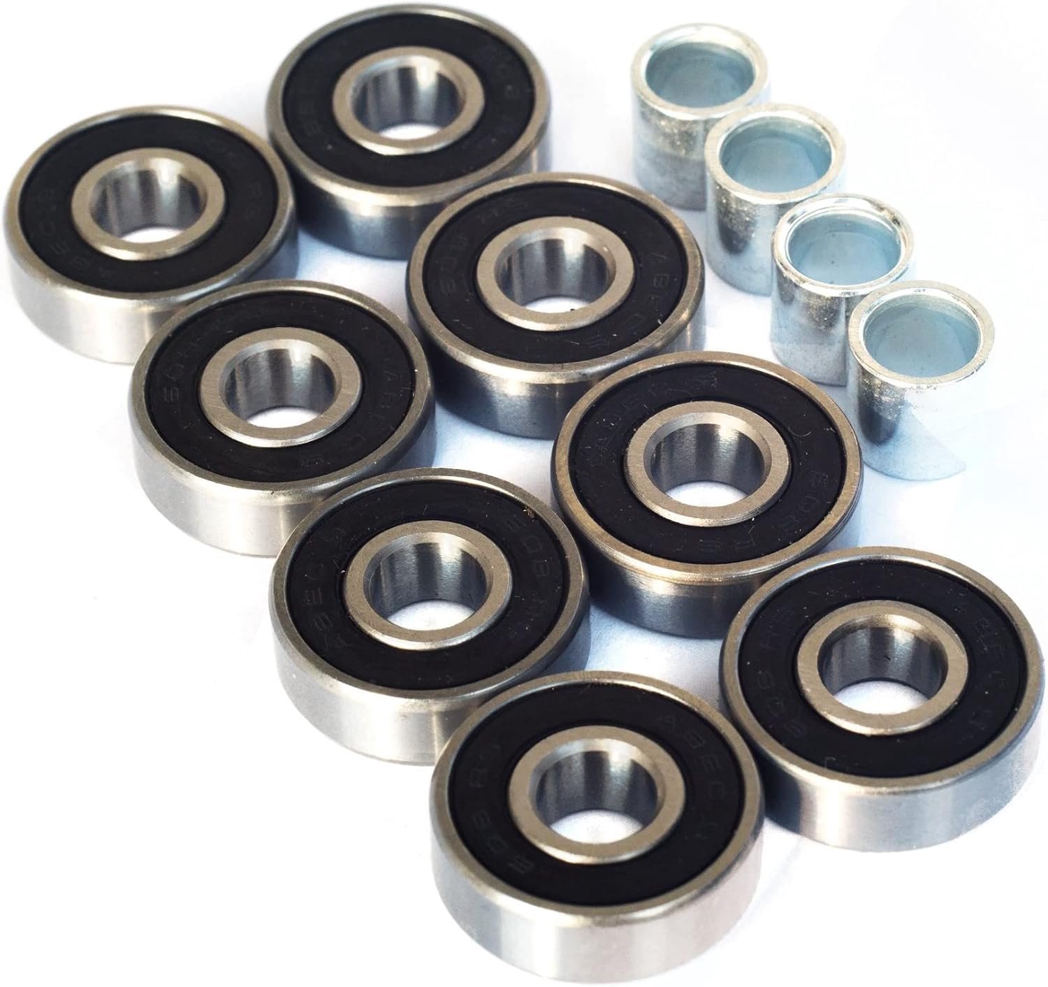 8x ABEC 9 Kogellagers + 4x Spacer voor Skateboard, Scooter, Skeelers