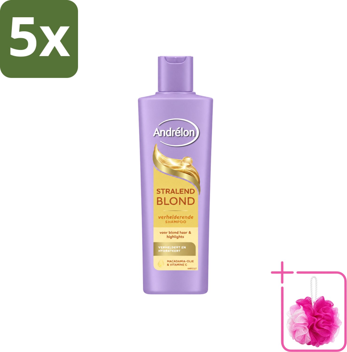 5 x Andrélon – Shampoo – Stralend Blond – 250 ml - Bulkverpakking - Blond haar - Douchemop - Glans