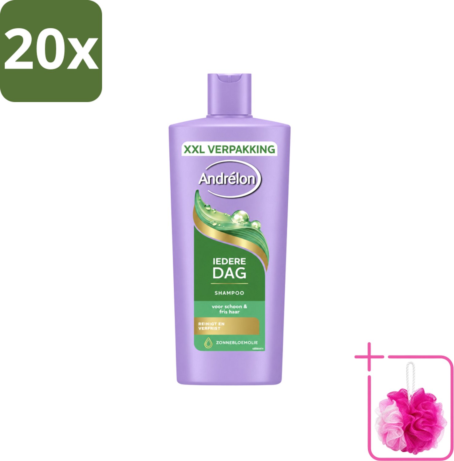 20 x Andrélon – Shampoo – Iedere Dag – 685 ml - Bulkverpakking - Dagelijks haarwassen - Douchemop - Zachte shampoo