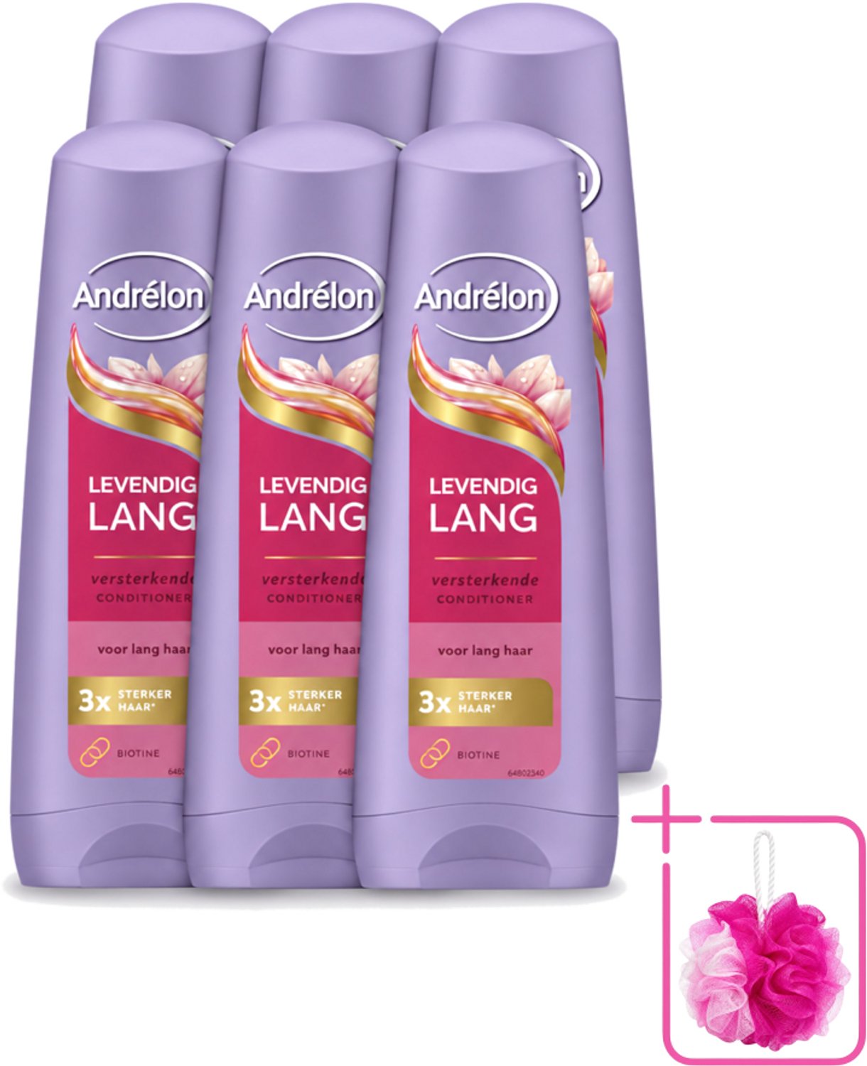 6 x Andrélon – Conditioner – Levendig Lang – 200 ml - Bulkverpakking - Lang haar verzorgen - Douchemop - Haar versterken