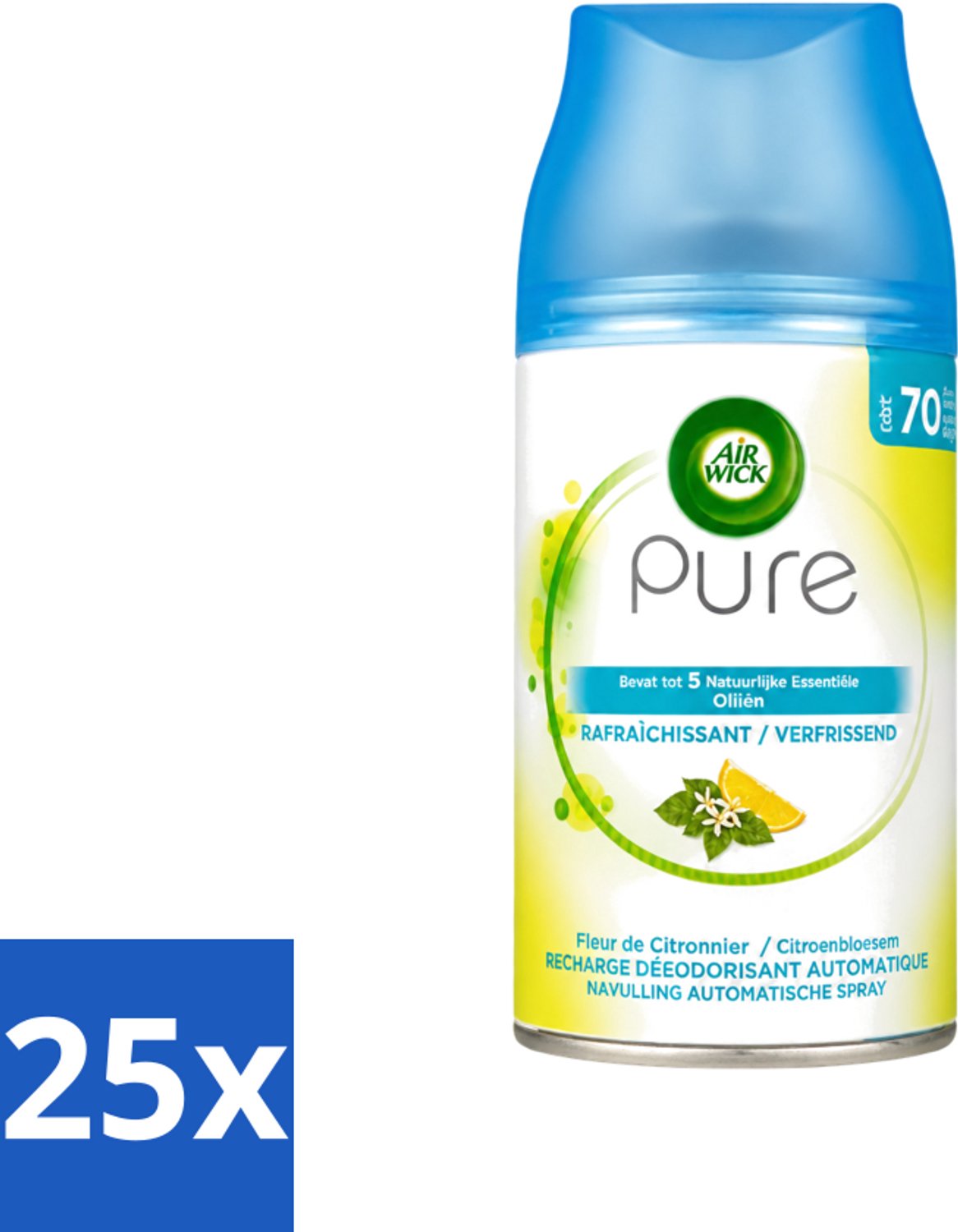 25 x Air Wick Freshmatic - Luchtverfrisser Navulling - Pure Essentiële Oliën Verfrissend - 250ml - Voordeelverpakking - 25 stuks