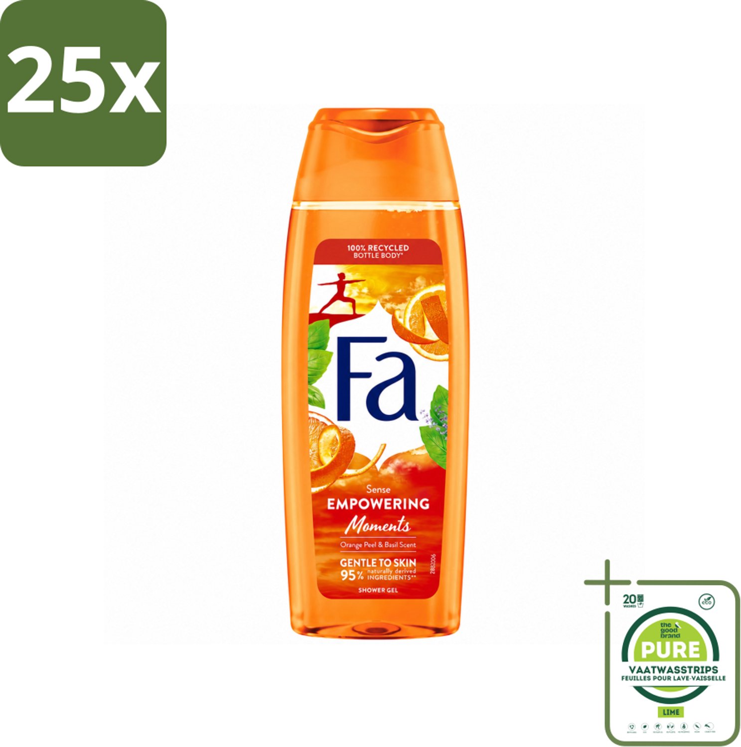 25 x Fa – Douchegel – Empowering Moments – 250 ml - Grootverpakking - Vaatwasstrips - Douchegel - Geur - Reiniging - Huidverzorging - Hydraterende Douchegel