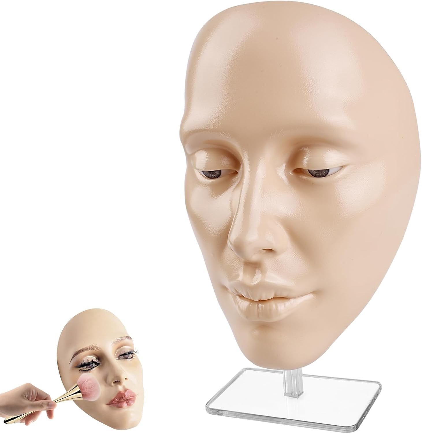 Herbruikbaar Silicone Oefenhoofd voor Make-up: Ideaal voor Oefeningen, Wimpers en Gezichtsverf
