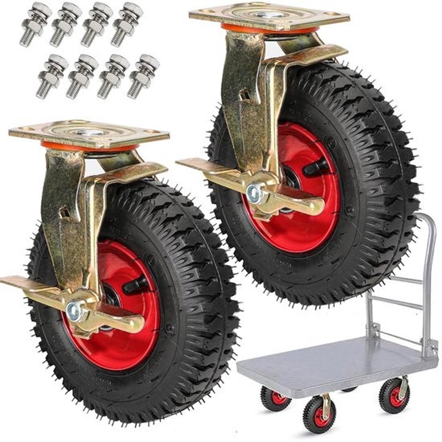 Geruisloze zware wielen - Rubberen transportwielen - Voor meubels verplaatsen - Dubbele kogellagers - 20/25 cm diameter