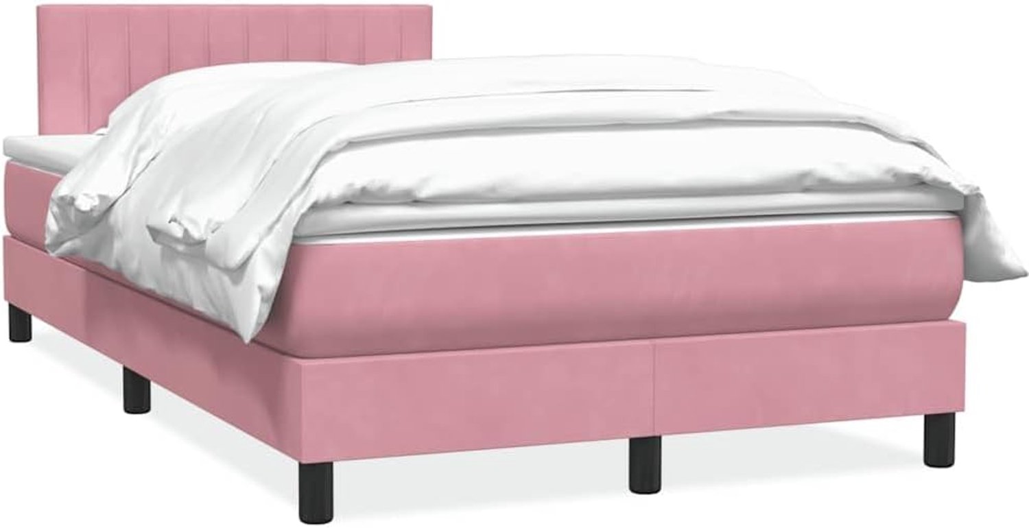 Familiebed, tweepersoonsbed, slaapkamermeubel, boxspringbed met matras, roze, 120x220 cm, fluweel