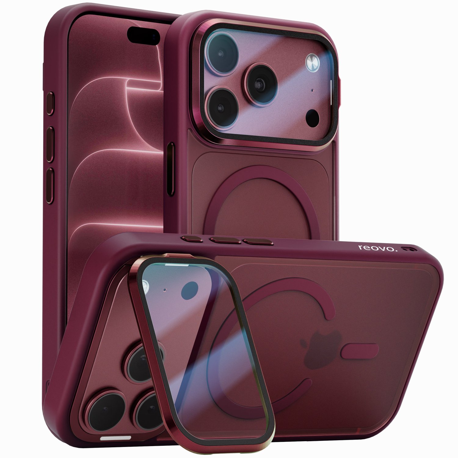 Reovo GuardCore Hoesje Geschikt voor iPhone 18 Pro - Geschikt voor MagSafe - Burgundy