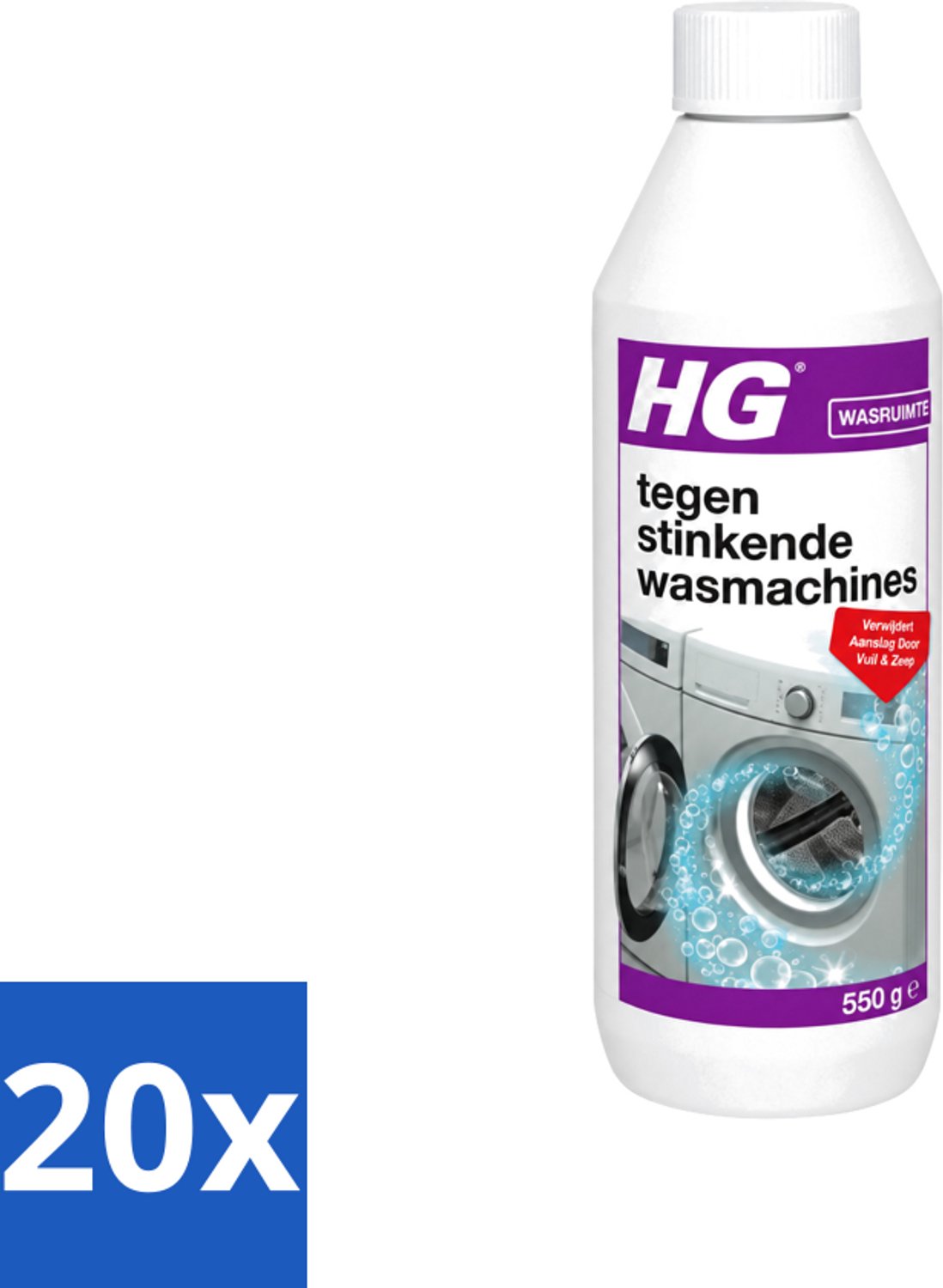 20 x HG - Tegen Stinkende Was - Verwijdert Aanslag Door Vuil & Zeep - 550 g - Voordeelverpakking - 20 stuks