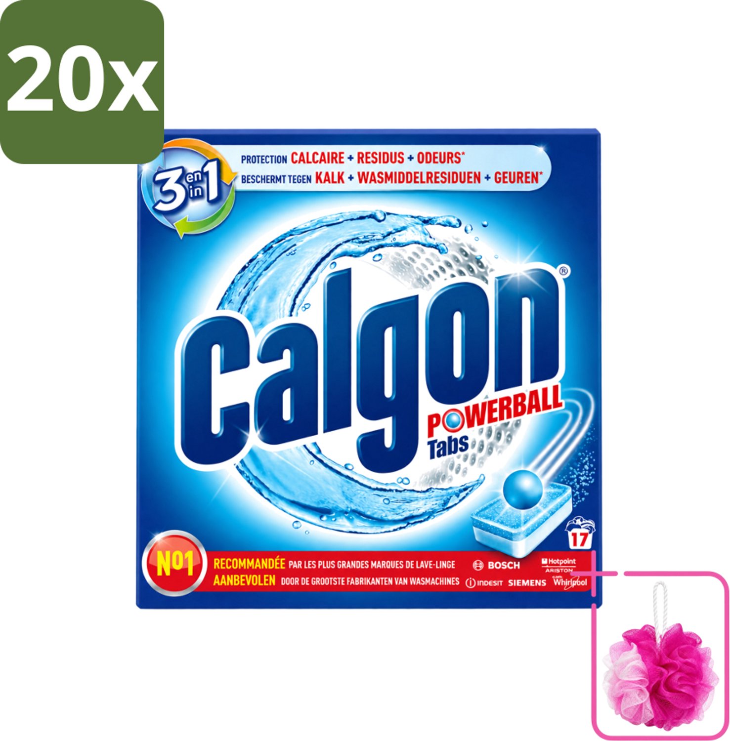 20 x Calgon - Ontkalkingsmiddel - Tegen Kalk, Wasmiddelresiduen & Geuren - 17 Tabletten - Bulkverpakking - Ontkalken wasmachine - Douchemop - Kalkvoorkomen